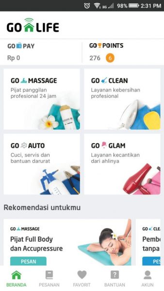 review aplikasi Go Life - layanan go massage