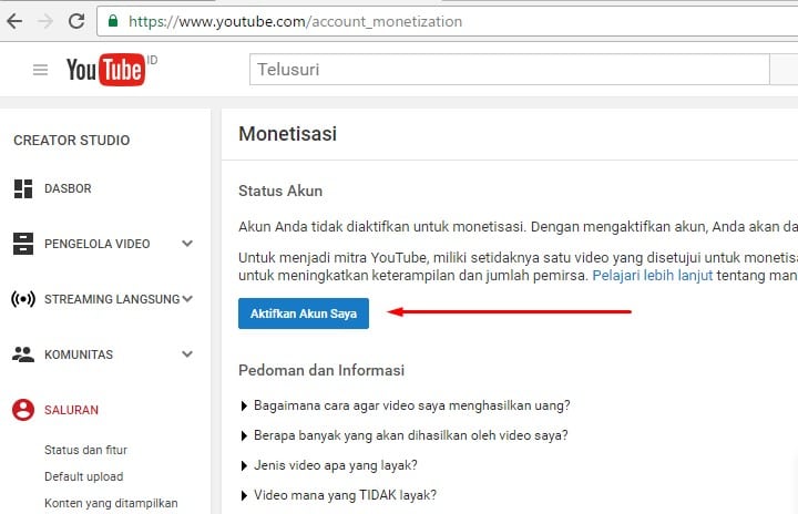 tutorial lengkap mendaftar adsense di youtube