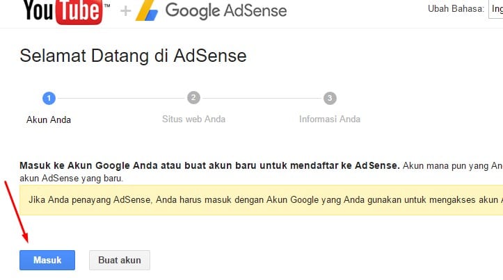 mengaitkan akun youtube dengan adsense